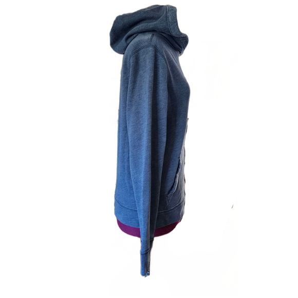 Hollister Blue Hoodie with Neon Lime Green Logo Womens Medium - Picture 4 of 9